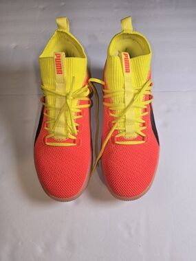Puma Neon Orange and Yellow Knit Sport Shoes